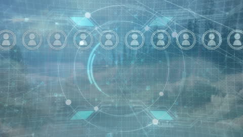 Abstract Digital Network with Connecting People Icons