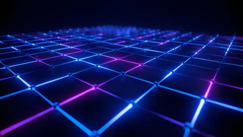 Neon Grid Plane Pulsating with Digital Energy