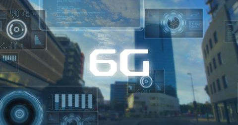 Futuristic 6g technology in modern cityscape