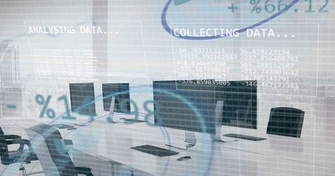 Dual Exposure of Office and Financial Data Analytics in Motion - Download Free Stock Images Pikwizard.com