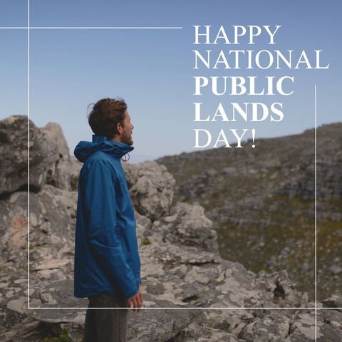 male hiker admiring rocky landscape celebrating public lands day - Download Free Stock Templates Pikwizard.com