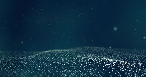 Floating light spots on blue background abstract digital concept