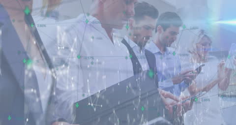 Business Professionals Engaging in Virtual Networking with Technology