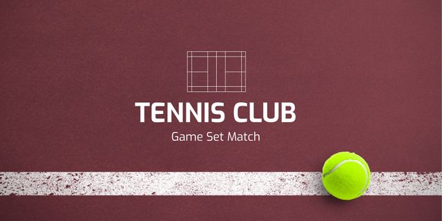 Tennis Club Advertising Banner with Tennis Ball on Court Line - Download Free Stock Templates Pikwizard.com