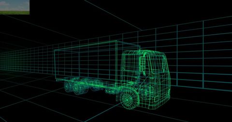 Innovative Digital Wireframe Lorry Design Concept