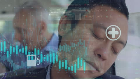 Businessman Sleeping Amidst Financial Data Projections