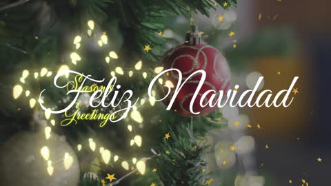 Festive Feliz Navidad Greeting with Colorful Christmas Decorations