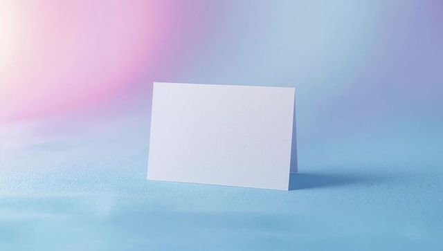 Blank tent card mockup in pastel gradient lighting