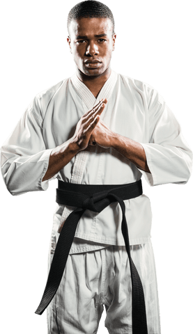 martial artist in gi suit performing inward hand salute transparent background - Download Free Stock Videos Pikwizard.com