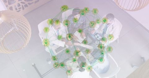 medical network concept overlay with doctors in meeting - Download Free Stock Images Pikwizard.com