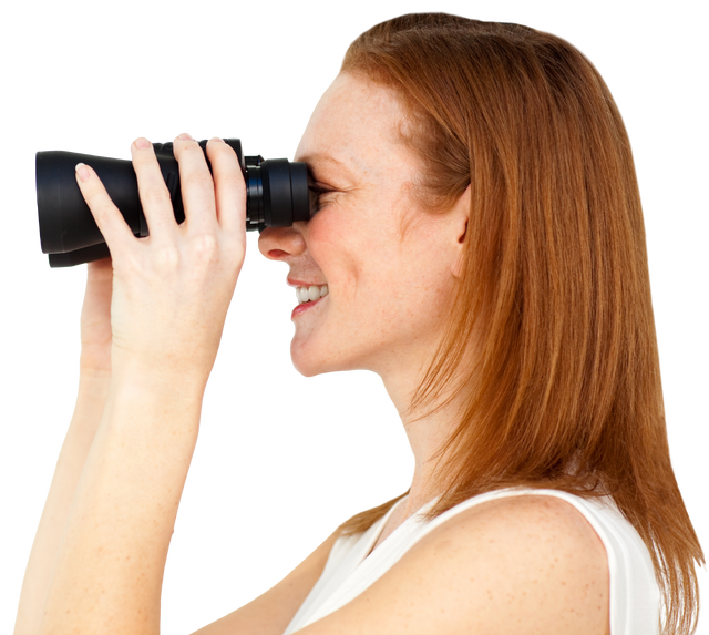 Woman with Binoculars on Transparent Background for Business Vision Image - Download Free Stock Videos Pikwizard.com