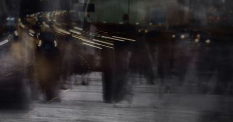 Blurred cityscape with night motion and light trails