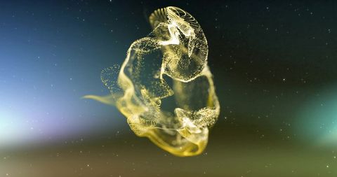 Glowing Golden Mesh on Dark Abstract Background