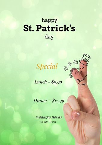 Festive St. Patrick's Day Promotion with Leprechaun Finger Art - Download Free Stock Templates Pikwizard.com