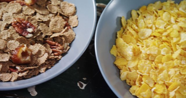 Close-up of Two Bowls with Healthy Breakfast Cereals - Download Free Stock Images Pikwizard.com