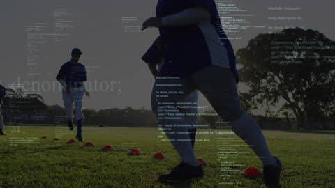 Female Baseball Players with Digital Interface Animation