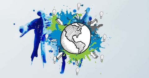 Creative Global Innovation Concept With Paint Splash and Light Bulbs - Download Free Stock Images Pikwizard.com