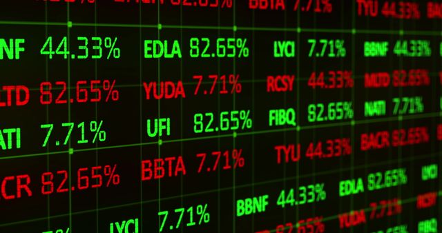 Dynamic Stock Market Display of Red and Green Ticker Data - Download Free Stock Images Pikwizard.com