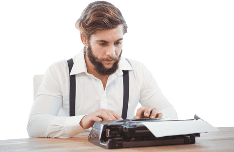 Transparent Hipster Typing on Vintage Typewriter at Desk - Download Free Stock Videos Pikwizard.com