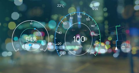 Futuristic Digital Speedometer with HUD Technology Overlay - Download Free Stock Images Pikwizard.com