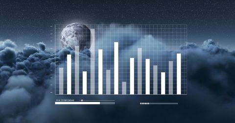 Financial Data Hologram Over Cloudy Night Sky - Download Free Stock Images Pikwizard.com