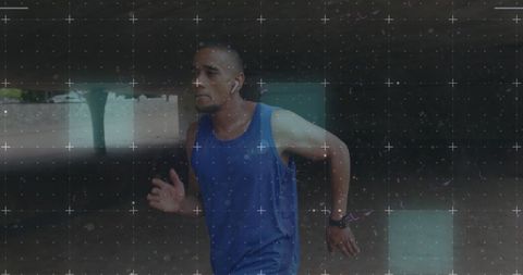 Male Athlete Running Focused in Outdoor Environment