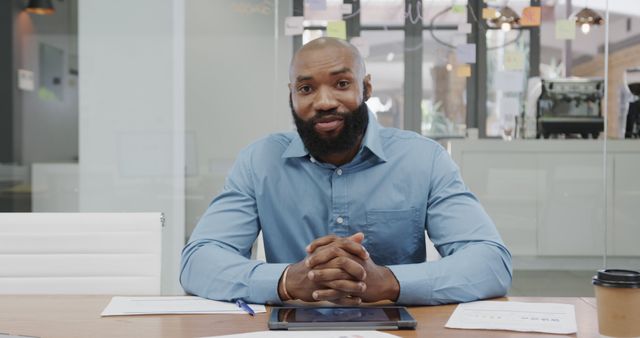 Businessperson Attending Virtual Meeting at Office Desk - Download Free Stock Images Pikwizard.com