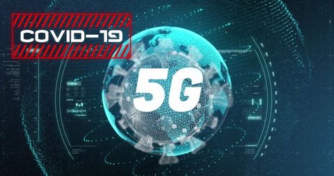 3d covid 19 cell with 5g and digital data background