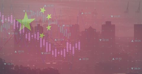 China business growth with overlaid data visualization