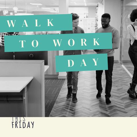Walk to Work Day Promotes Eco-Friendly Commuting in Office Setting - Download Free Stock Templates Pikwizard.com