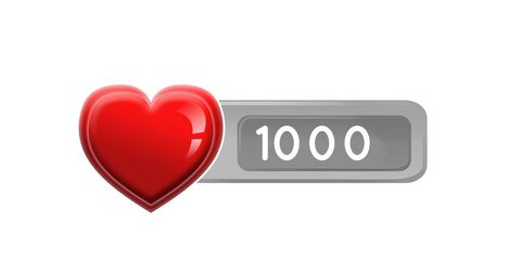Digital Heart with 1000 Likes Counter