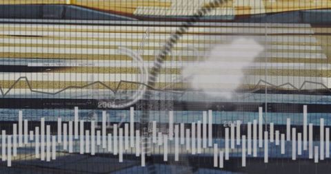 Abstract financial data visualization on urban scene