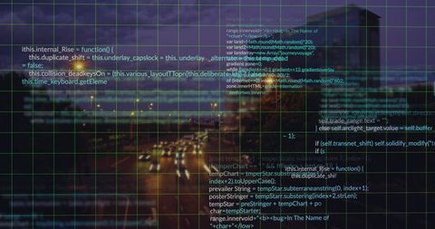 Digital Code Overlay on Night Cityscape - Download Free Stock Images Pikwizard.com