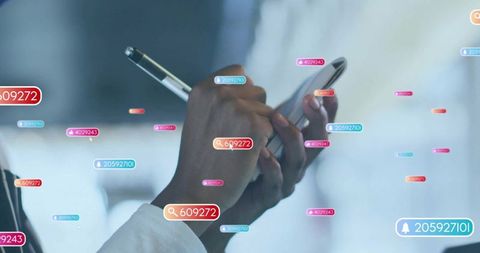 Professional Woman Interacting with Smartphone Touch Screen