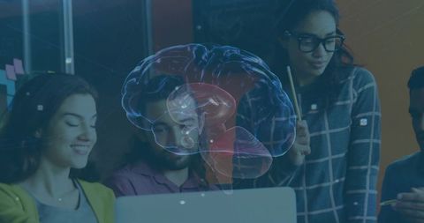 Hologram brain projection meeting: team collaboration and innovation