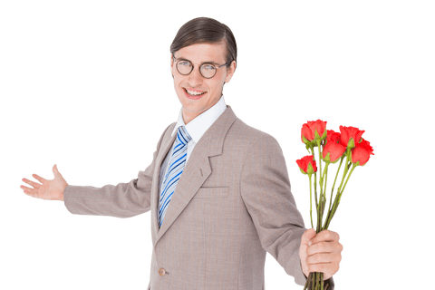 transparent smiling hipster with roses offering friendship gesture - Download Free Stock Videos Pikwizard.com