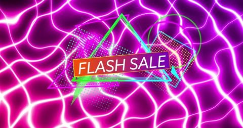 Bright flash sale neon wave background poster