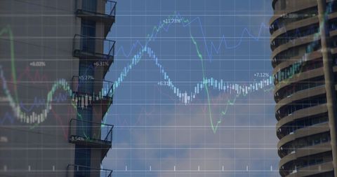 Financial Graph Visualization Over Modern Skyscrapers