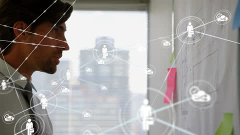 Businessman Analyzing Innovative Digital Network in Office