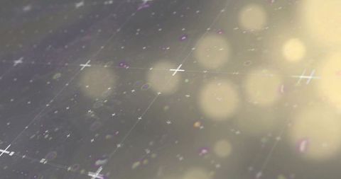 Abstract iridescent grid with cross markers and warm bokeh highlights for modern design