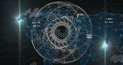 Abstract Geometrical Data Networks on World Map - Download Free Stock Images Pikwizard.com