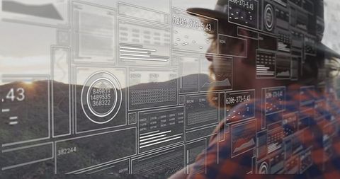 Engineer utilizes ar technology for environmental analysis on hill