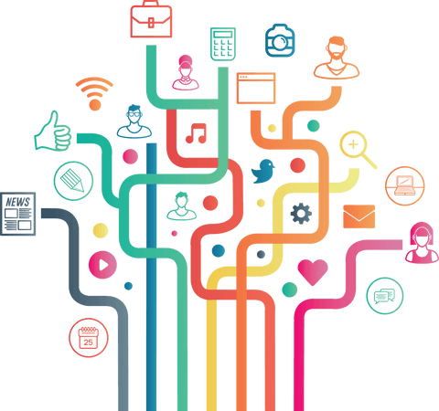 Transparent Network of Digital Communication and Social Media Elements - Download Free Stock Videos Pikwizard.com