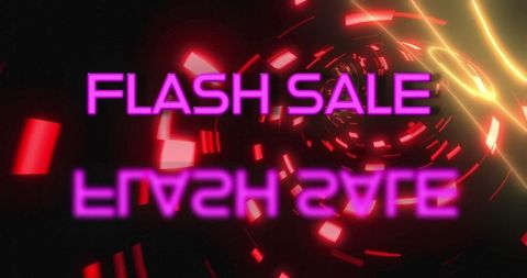 Dynamic Flash Sale with Neon Lights Background