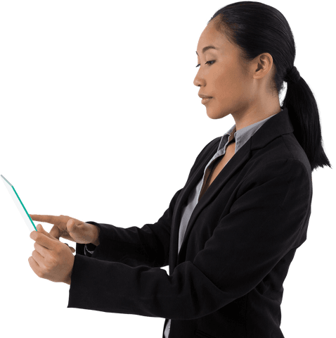 Asian Businesswoman Using Transparent Tablet Technology - Download Free Stock Videos Pikwizard.com