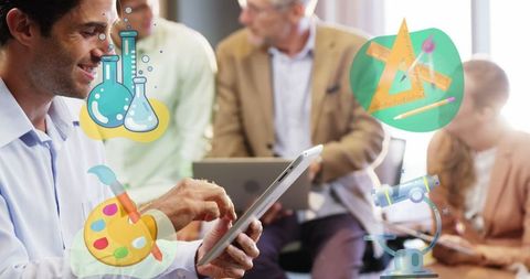 Creative education concepts blending business and learning