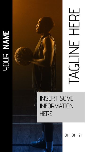 Basketball Player Holding Ball in Dark Lit Arena - Download Free Stock Templates Pikwizard.com