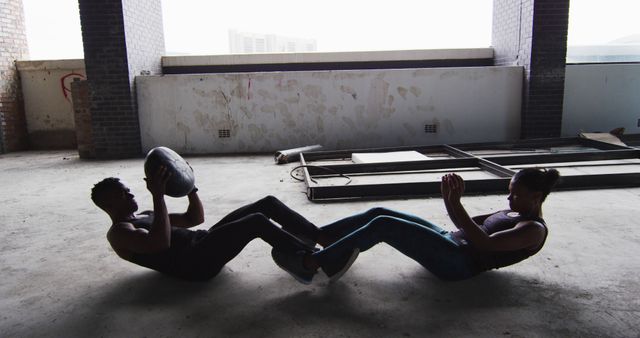 Fitness Enthusiasts Engaging in Core Workout in Urban Setting - Download Free Stock Images Pikwizard.com