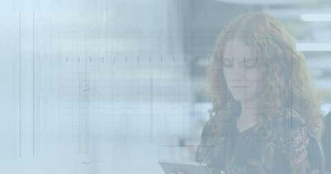 Woman Engaging with Technology and Digital Data Overlay - Download Free Stock Images Pikwizard.com