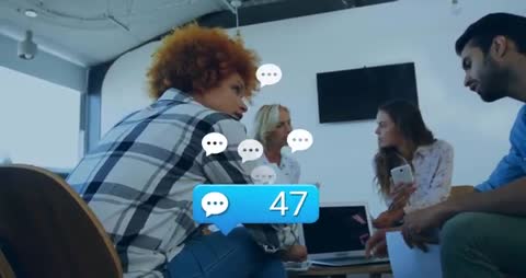 Business Team Collaborating with Digital Communication Integration